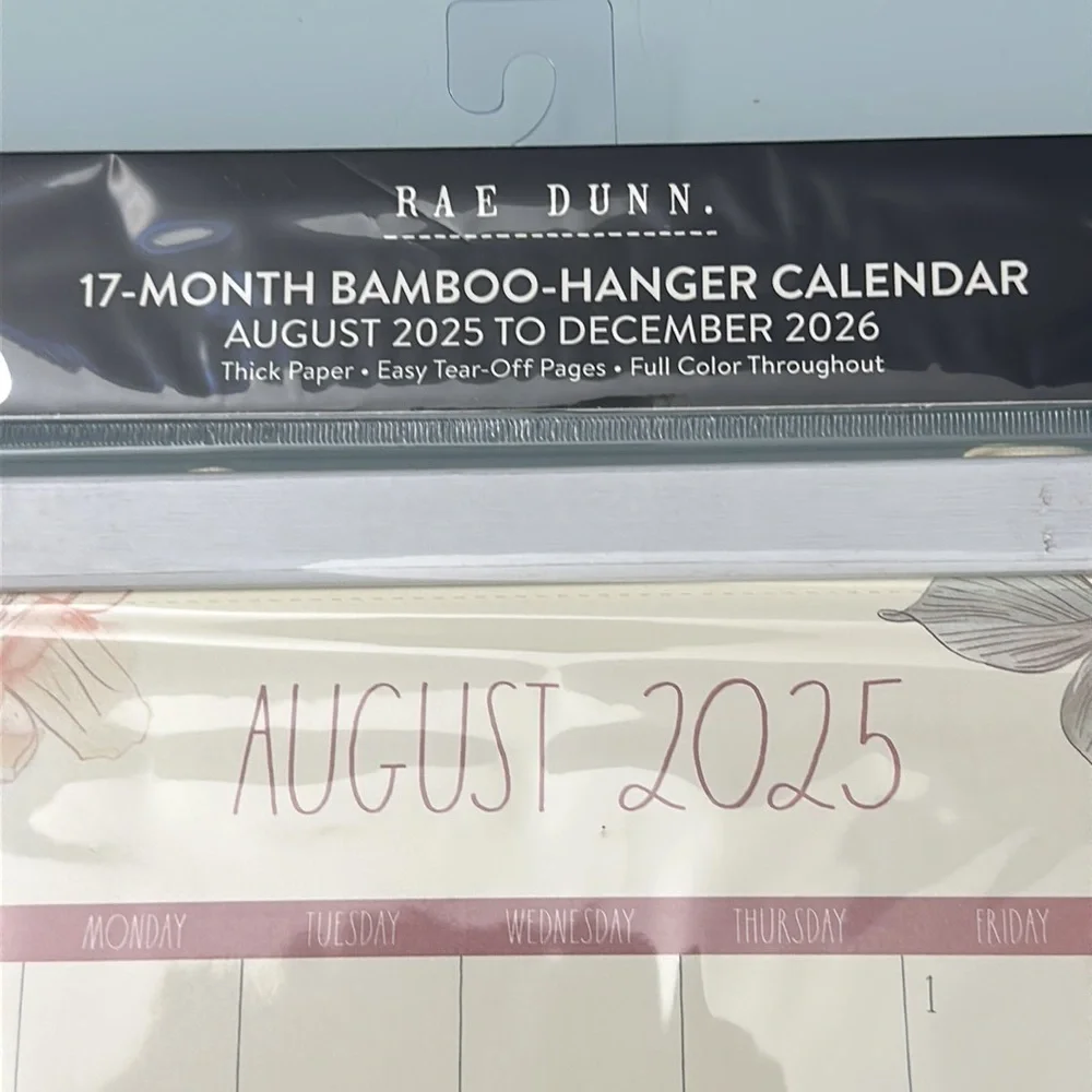 NWT Rae Dunn Bamboo Hanging Calendar